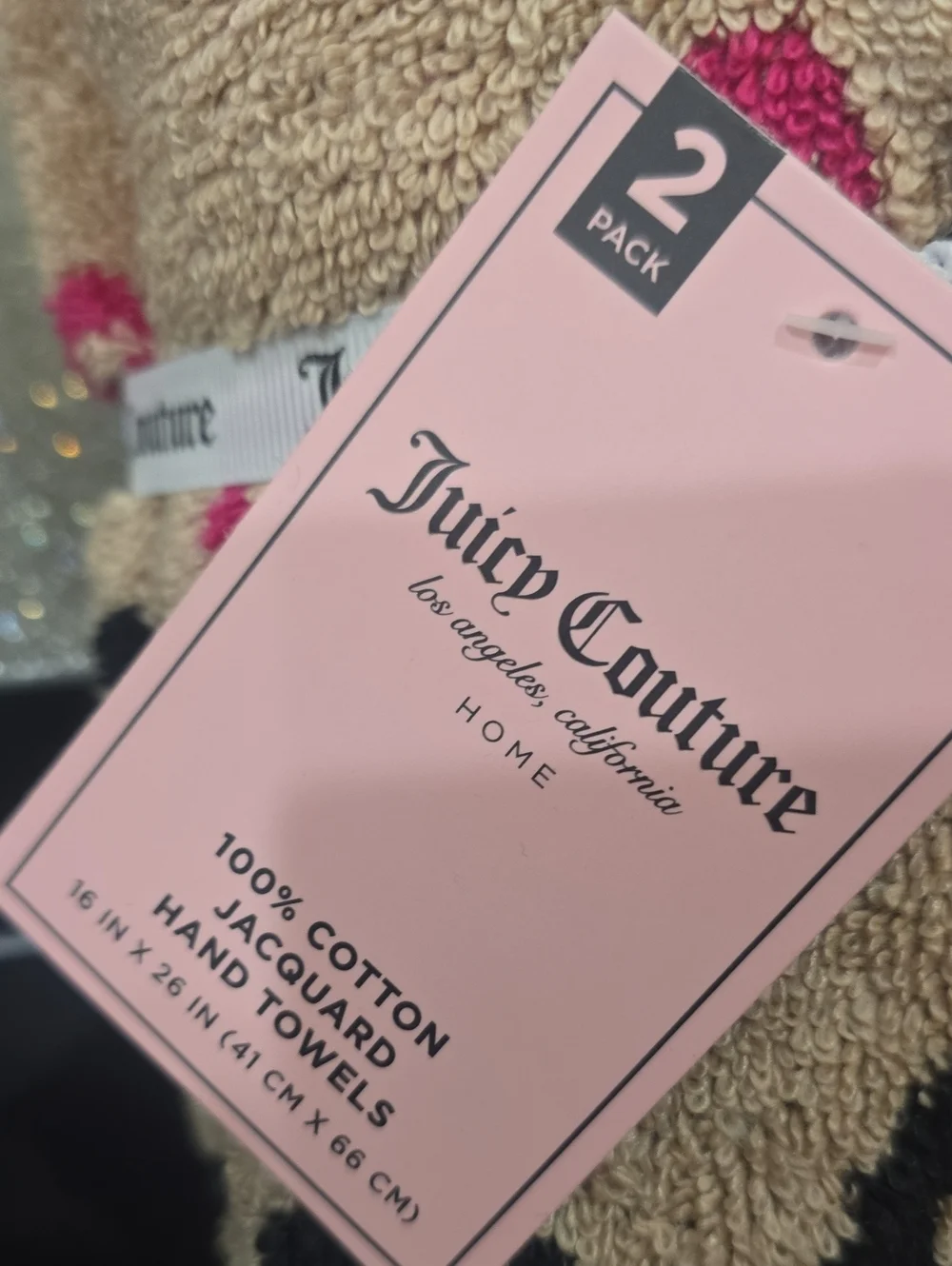 Juicy Couture Home 100% Cotton Jacquard Leopard Spots Logo Hand Towels